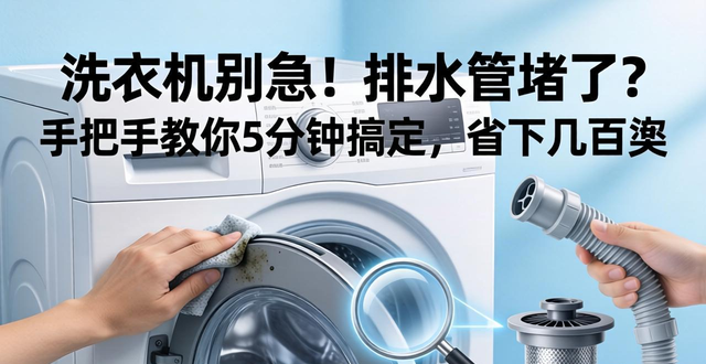 洗衣机别急！排水管堵了？手把手教你5分钟搞定，省下几百块